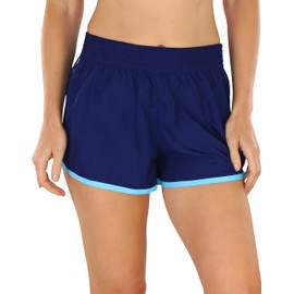 tobeinstyle de la mujer contraste cintura Athletic pantalones cortos, Azul Marino/Azul Claro, Pequeño