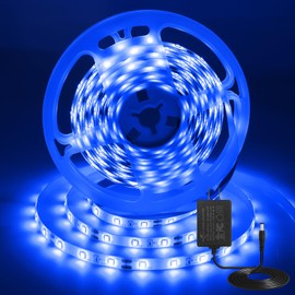 iNextStation Blue LED Strip Light, 16ft/5M 2835 SMD 300 LEDs 12V Flexible Cuttable Waterproof LED Tape Light for Bedroom Kitchen Cabinet Wardrobe TV