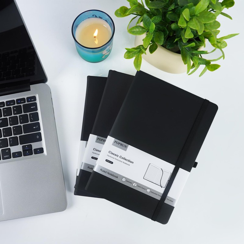 POPRUN 8 Pack Lined Journal Notebooks, Waterproof Leather Hardcover, A5