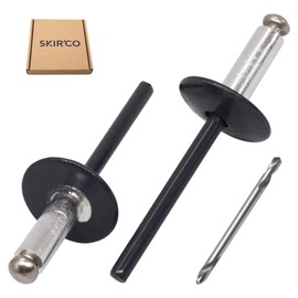 SKIR'CO Pack of 50 Large Flange Aluminium Blind Rivets 4.8 x 14 mm Stainless Steel Mandrel RAL 7016 Anthracite Grey (Includes Drill)