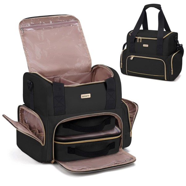 BAFAMYE Large Makeup Travel Cosmetic Bag with 2 Removable Case,
