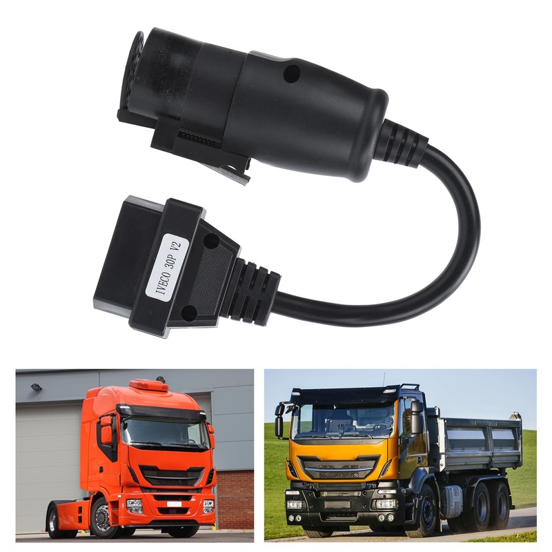 OBD2 30Pin‑16Pin Diagnostic Cable Adapter 250mm/9.8in Length Replacement for IVECO
