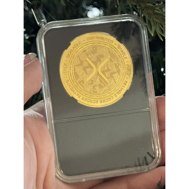 XRP Coin Metal Physical Coin In Plastic Protective Case