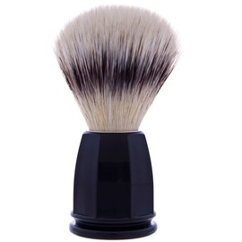 Plisson - Shaving Brush Faceted, High Quality Synthetic Fibre Shaving Brush - Black Acetate Handle - Standard Size 12 - Comfort and Softness - Made in France