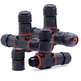 Piuluvor® IP68 Cable Connector Waterproof 3-Pin T-Shape Connection Sleeve Earth Cable Connector Waterproof Cable Sleeve 3-Way Connection Box for Diameter 3-12 mm Cable Diameter, Pack of 3, Black