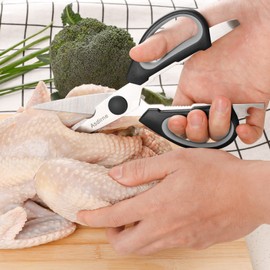 Asdirne Scissors Bundle, Kitchen Scissors with Sharp Stainless Steel Blades and Soft Handles, All Purpose Scissors Set, 3Pcs, 8.5"/8.5"/5.5", Black/Grey