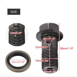BOROCO Pack of 5 Motorcycle Hollow Screws M10 x 1 mm, Motorcycle Hollow Screws and Washers for Brake Caliper Master Cylinder (M10 x 1 mm)