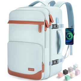 Velaybor 40L Travel Backpack with USB Charging Port, Water-Resistant Carry On Backpack for Men Women, Business Laptop Backpack for Men & Women, Trips & Commutes, Fits 15.6/17.3 Inch Laptop (Blue)