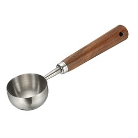 uxcell Coffee Measuring Spoon, 4" x 0.8" 30ml Stainless Steel Coffee Scoop with Wood Handle for Ground Coffee or Loose Leaf Tea Silver