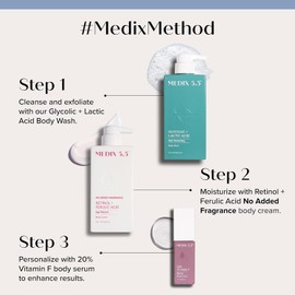 Medix 5.5 Loción Corporal Con Retinol Medix + Suero Hidratante Potenciador Con 20% De Vitamina F(Set De 2 Piezas) Tratamiento Para Piel Con Arrugas Crema Corporal Con Retinol Crema De Retino