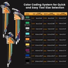 MULWARK 28 PCS Allen Key Set, Long Arm Ball End Hex Key Wrench Set with T-Handle | SAE 1/16–3/8, Metric 1.5–10mm, Torx T10–T50 | S2 Steel Allen Wrenches Set – Ideal Holiday Gift for DIY Users
