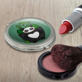 Green Tea in Giant Panda Bear Mug Compact Travel Purse Handbag Makeup Mirror