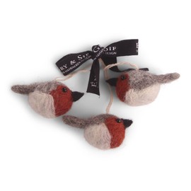 Én Gry & Sif Felt Robin Pendants Christmas Decoration - Pack of 3 (Red)