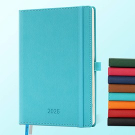 IN-LUXPRO 2026 Calendar: A4 Book Calendar 29 x 22 cm Hardcover Diary 2026 Weekly Planner, 12-Month Book Calendar (Jan - Dec.) with 100 GSM Paper Planner with PU Leather, Light Blue