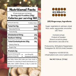 Nyakers Swedish Oat Crisp Cookies - Original, Famous & Old Fashioned Oatmeal Cookies Crunchy Biscuits & Gourmet Traditionally Baked in Sweden - Healthy Cookies for Breakfast, Snack & Gift (11.64 Oz)