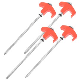 IWOWHERO Multi-use Tent Stakes 4pc Metal Ground Stakes Easy Insertion Ground Anchors for Sheds Camping Decorations Windproof 8x200mm