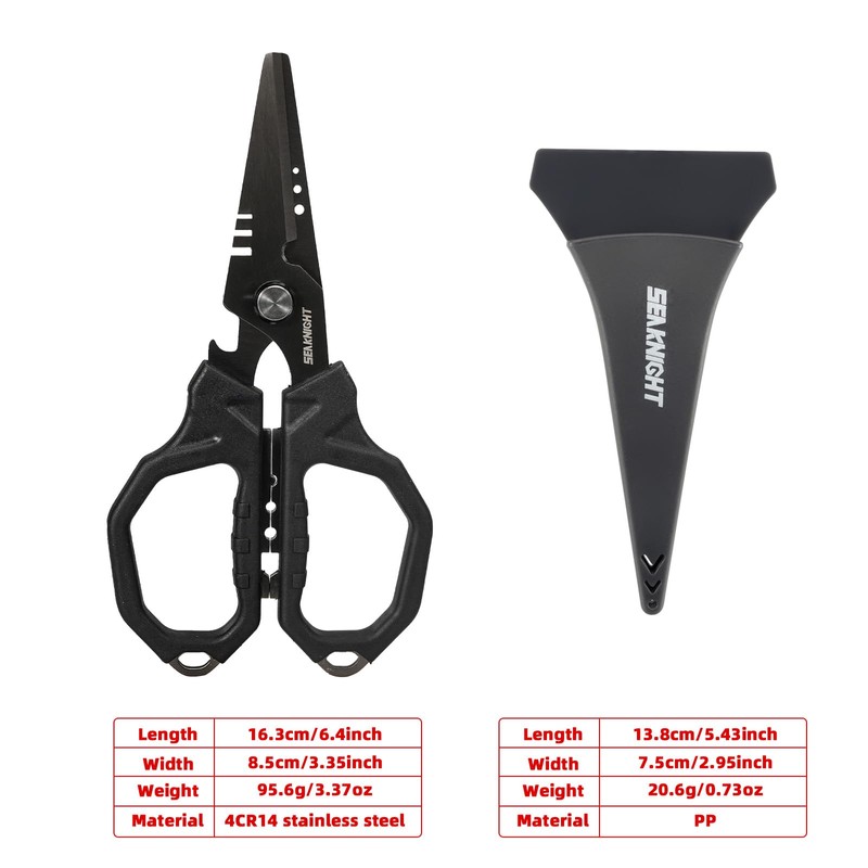 SeaKnight 6.4" Fishing Shears Dual Serrated Blades, Fishing Braided Line