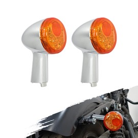 Tesoromotor Motorcycle Rear LED Turn Signals Light Bullet Brake Indicator Lamp Fit For Harley Sportster XL 883 XL 1200 1992–2022 (Chrome Body Amber Lens Light)