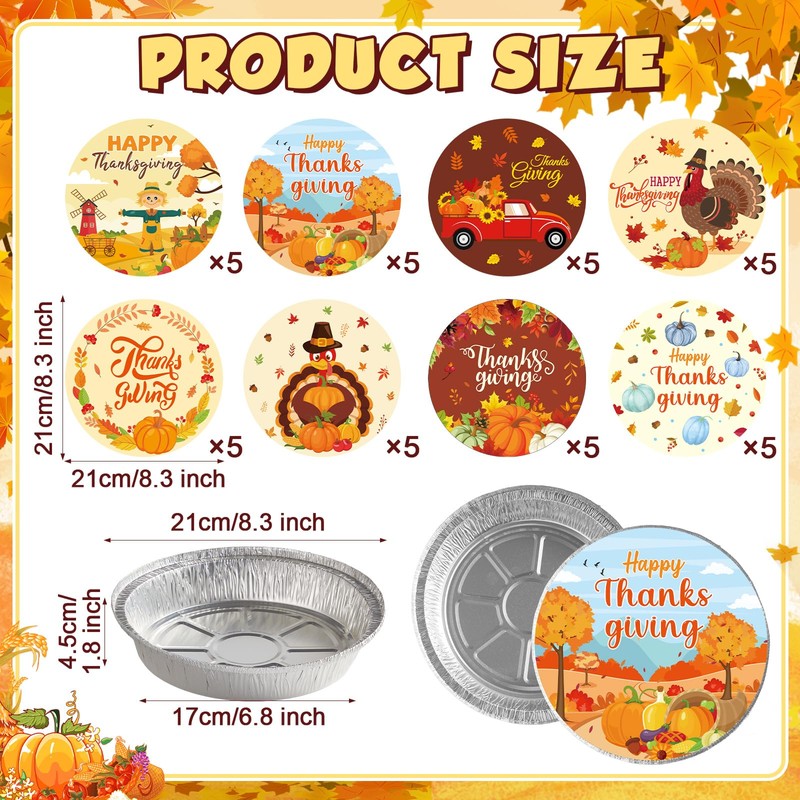 40 Pack Aluminum Pans with Lids for Thanksgiving Aluminum Food