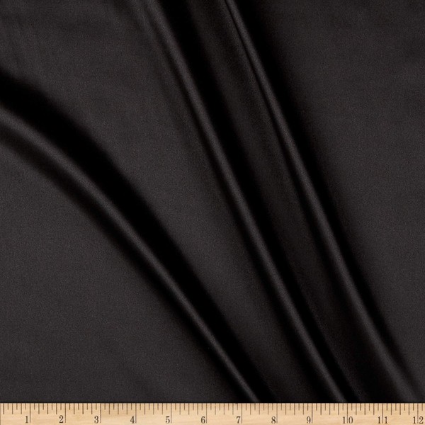 Shannon Fabrics AQ-522 Silky Satin Charmeuse Solid Black Fabric by