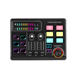 summina Gaming Audio Mixer 48V Phantom Power Audio Interface RGB Light BT Plug and Play Desktop Singing Sound Card Mixer for Live Streaming Podcasting Content Create Gaming Rechargeable