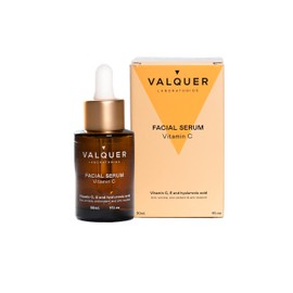 Valquer Laboratorios Vitamin C Facial Serum Anti-Wrinkle Anti-Acne and Antioxidant With Hyaluronic Acid All Vegetarian Skin Types 91% d'ingrédients naturels 30 ml