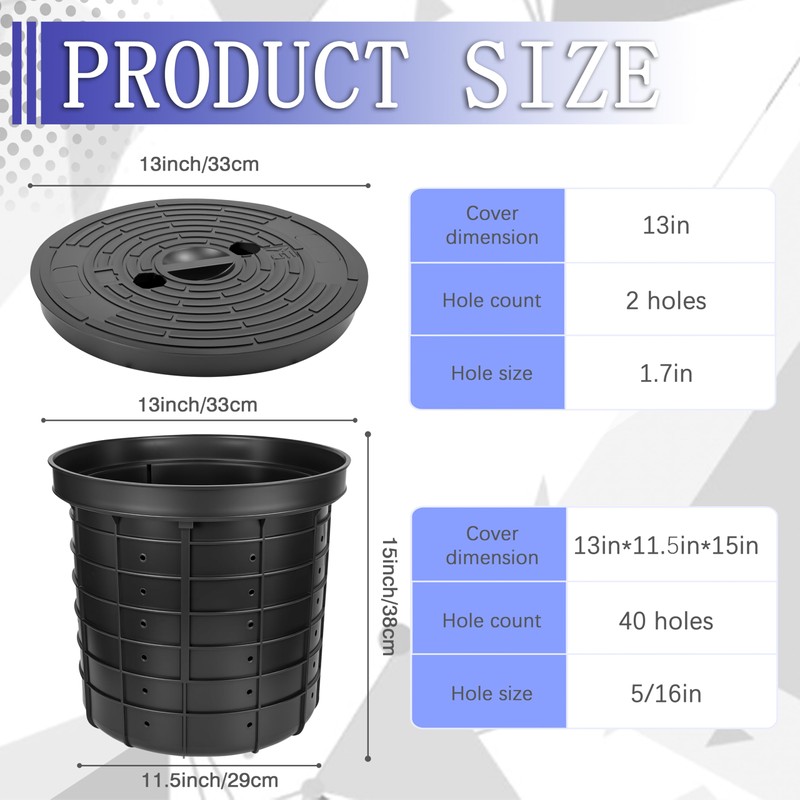 13 x 11.4 x 15 Inch Medium Size Perforated Sump