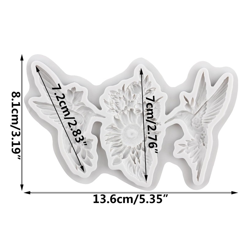 TAOXIBEI Hummingbird Polymer Clay Mold Bird Clay Molds Flower Silicone