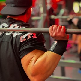 BURZKA Muñequeras Profesional Crossfit Gimnasio Soporte con Sujetador de Pulgar Levantamiento de Pesas Brinda Soporte para la Muñeca (Negro)