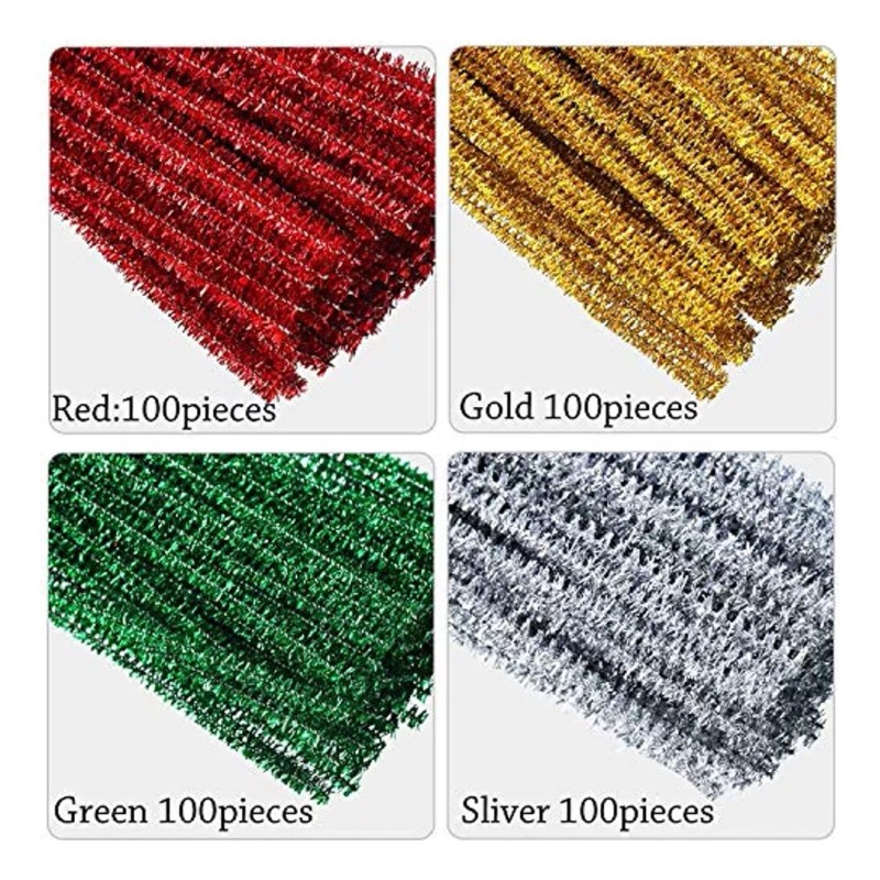 Alan Para 400 Piezas Limpiapipas De Navidad Tallos Chenilla