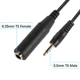 PNGKNYOCN 3.5mm to 6.35mm Mono Audio Cable，1/8 inch TS Male to 1/4 inch TS Female Audio Coiled Cable for Amplifier, Speaker,Guitar Etc