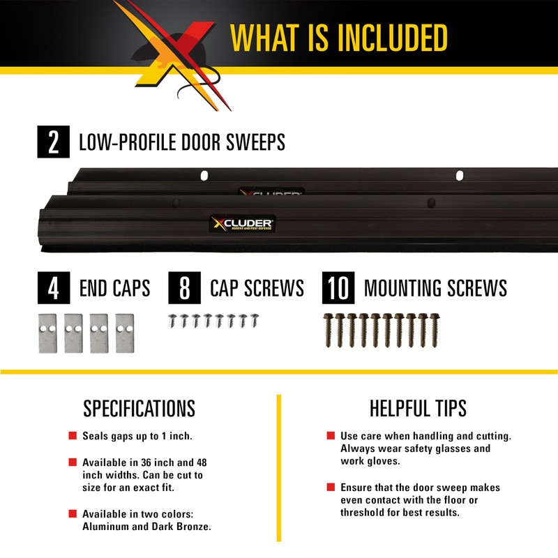 Xcluder 48" Low-Profile Door Sweep, Dark Bronze 2-Pack – Seals