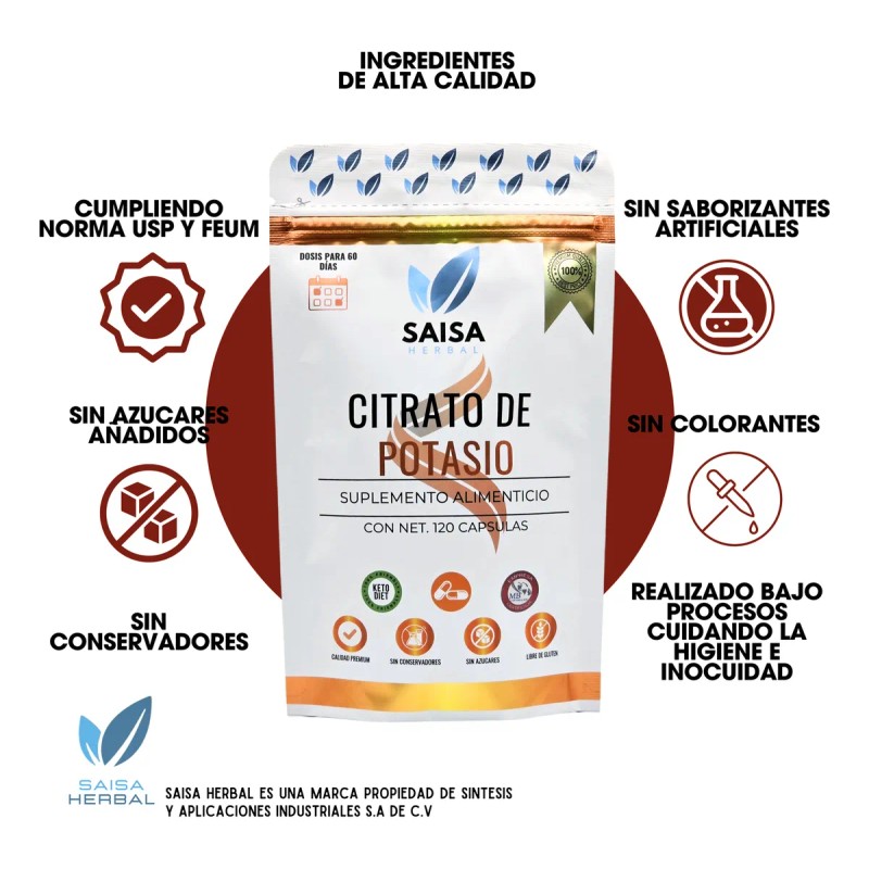 Citrato De Magnesio Y Citrato De Potasio 120 Cáps C/u