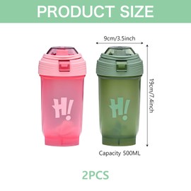 Matreeglam Protein Shaker 500 ml Eiweiß Sportgetränke Fitness Milchshake Tragbarer Sportergänzungsmittel Shaker Hochtemperatur Mischkugel Hochwertiger für Fitness Sport,Frei BPA (Rosa und Grün)