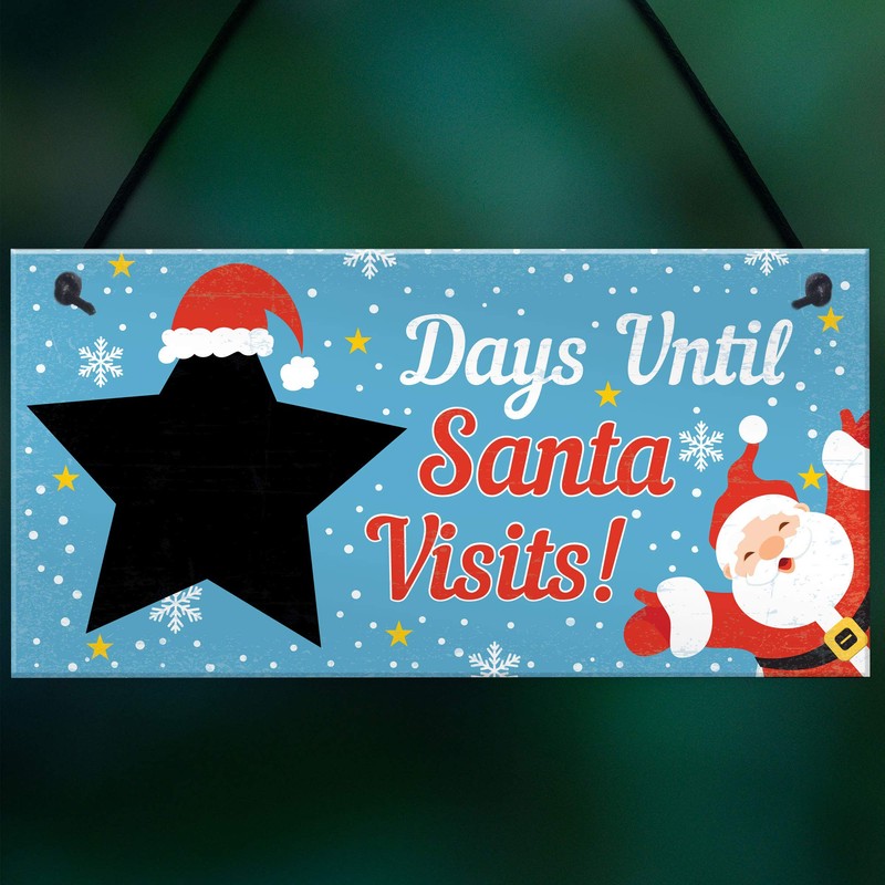 RED OCEAN CHALKBOARD Christmas Santa Countdown Hanging Family Sign Advent