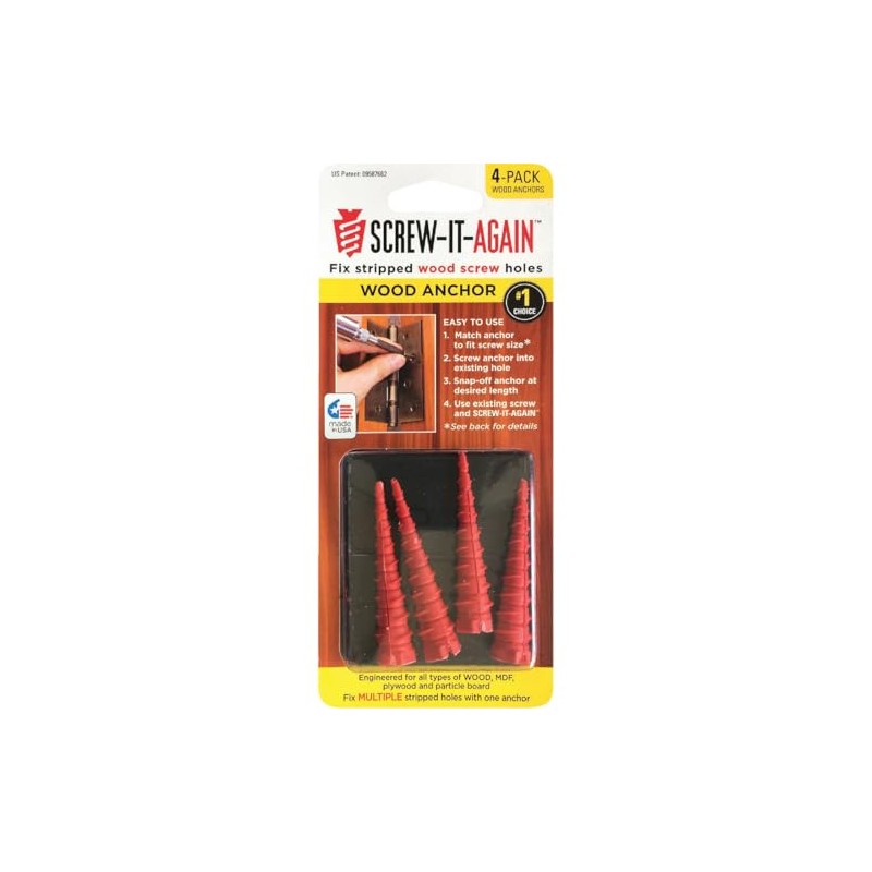 Screw-It-Again #2 to #16 Thread x 2 In. Red Plastic