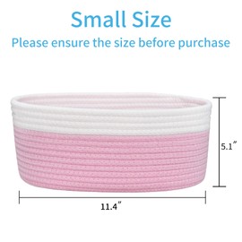 ABenkle Small Woven Basket, Cute Small Basket, Rope Room Shelf Storage Basket, Cat Dog Toys Basket Chest Box, Empty Decorative Gift Basket, 12"x 8" x 5"