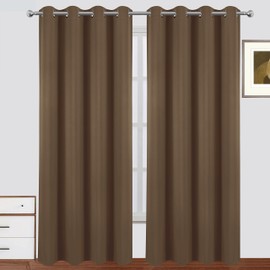 LEMOMO 100% Blackout Curtains 52 x 84 Inch/Cappuccino Curtains Set of 2 Panels Thermal Insulated Room Darkening Living Curtains