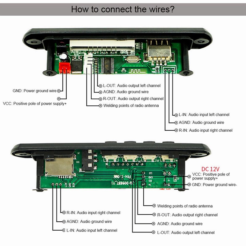 N13CS 12V Bluetooth 5.0 MP3 WMA Audio Receiver Module with