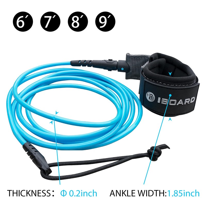 Surfboard Leash,Straight Rope Single Turn Surf Leash for Longboard,Paddleboard,Surfboards 5.5mm