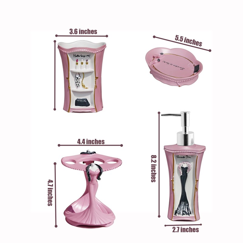 5 Piece Bathroom Accessories Set, Collection Bath Set Features Soap
