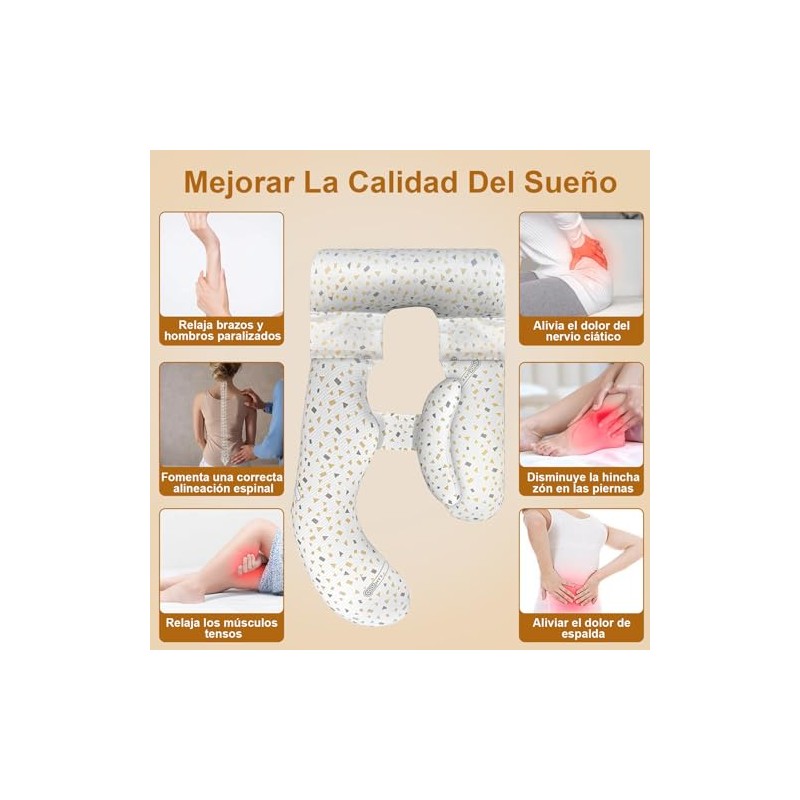 Almohadas de Embarazo para Dormir, Ergonómica, Blanquecino