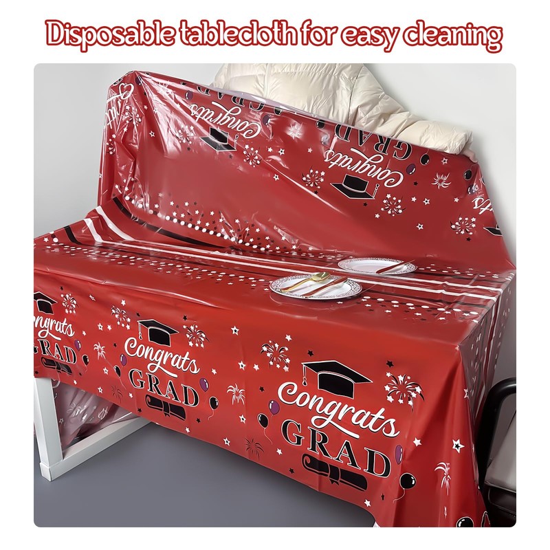 UNIIDECO 3 Pack Graduation Tablecloth Congrats Grad Disposable Tablecloth Graduation