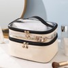 Double Layer Makeup Bag Waterproof, Spacious Alloy Zippers Durable Handle
