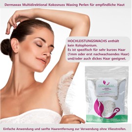 Dermawax Coconut Wax Multidirectional Hypoallergenic Wax Beads for Hair Removal Face Eyebrow Intimate Bikini Hair Removal Brazilian Waxing Beads Suitable for All Skin Types 400 g