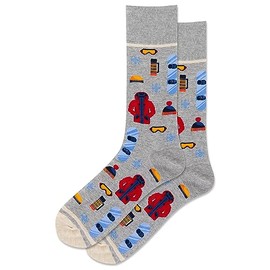 Hot Sox Men's Snowboarder Crew Socks 1 Pair, Grey Heather, Men's 10-13, Grey Heather, Fit Shoe Size 6.5-12