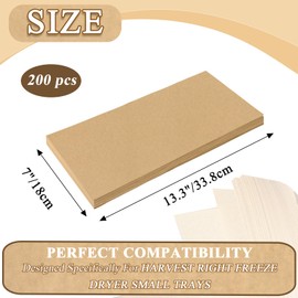 200 PCS Freeze Dryer Tray Mats for Harvest Right Freeze Dryer Small Trays, Non-Stick Baking Mats One-Off Parchment Paper Accessories Compatible with Harvest Right Freeze Dryer Trays