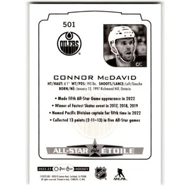 2022-23 O-Pee-Chee Hockey #501 Connor McDavid All-Star Hockey Card Edmonton