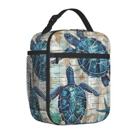 VANZEV Sea Turtle Lunch Box for Adults Women Girls Boys Kids Vintage Nautical Coastal Lunch Box Insulated Cooler Reusable Lunch Bag Container Gifts for Work Office Picnic Travel School