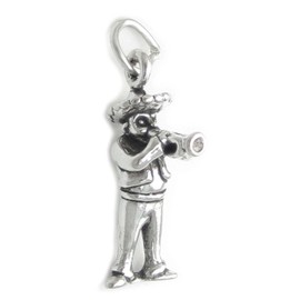 Mexican Mariachi Musician with Trumpet 3D 925 Solid Sterling Silver Charm Pendant Bracelet Jewelry Making Supply